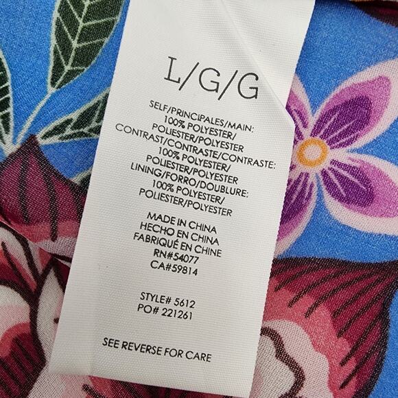 CAbi Dress Womens Large Primrose Blue Floral Knee Length Balloon Sleeve Cover Up - Picture 8 of 9